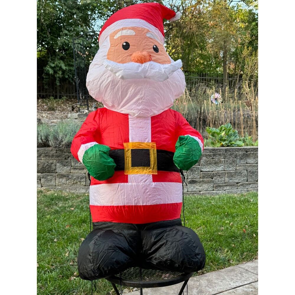 Holiday Time Self Inflating Santa Lightup Christmas 4ft Tall Tested